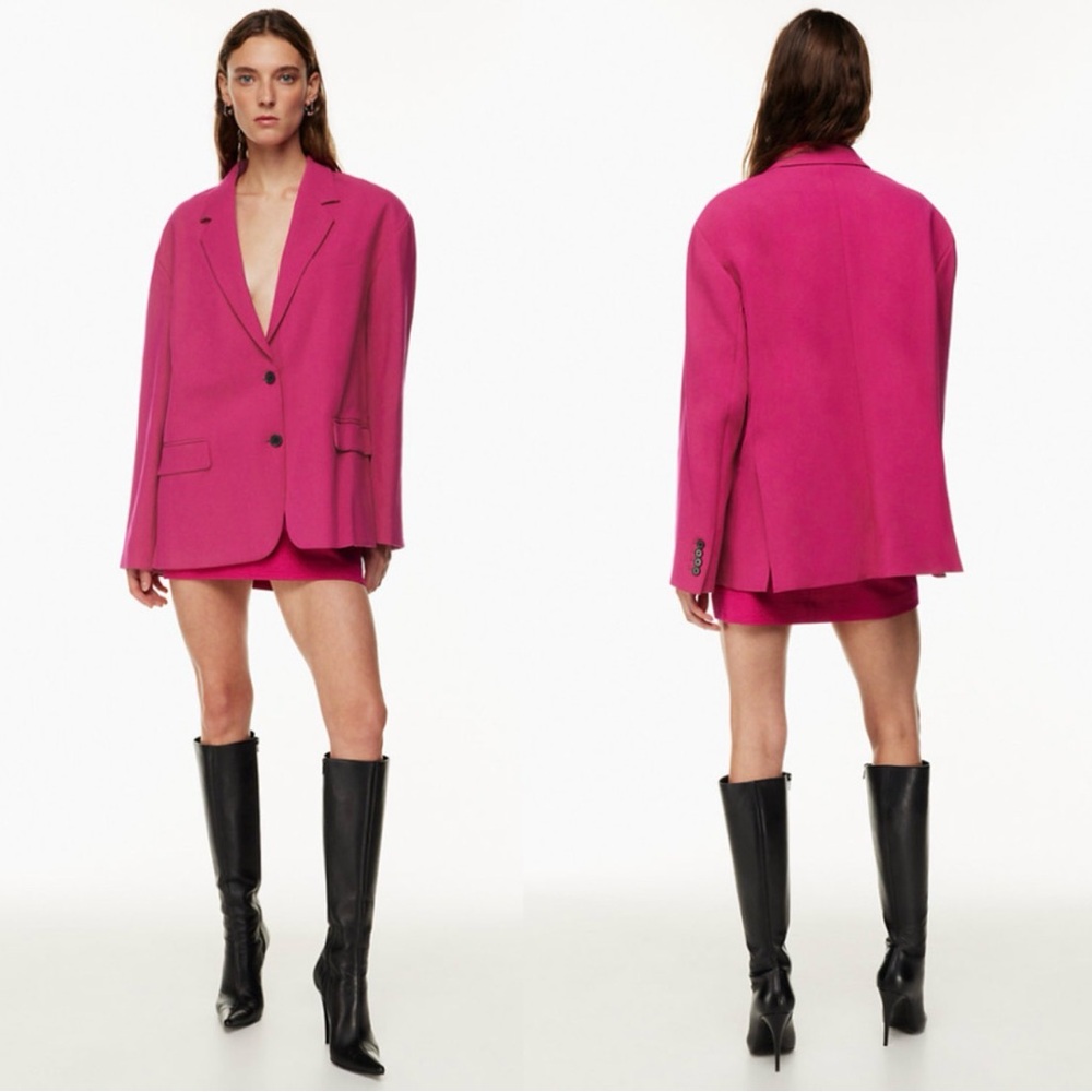 Babaton Vibrant Fuchsia Single-Breasted Oversized Blazer XS